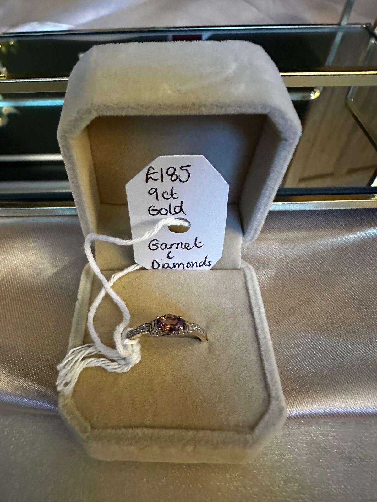 Pink garnet with diamonds